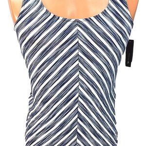 AB Studio Tank Top Small Blue White Striped